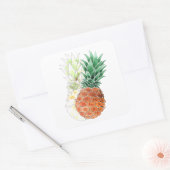 Sticker Carré Ananas, couple doux, (Enveloppe)