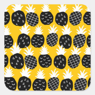 Sticker Carré Ananas noir