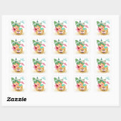 Sticker Carré Ananas Palmier Hibiscus Cocktail Tropical Annivers (Feuille)