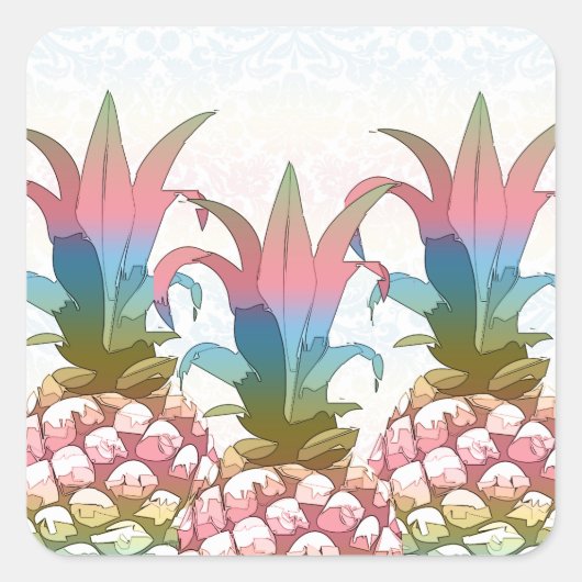 Sticker Carré Ananas Pastel Gradient ID246 (Devant)