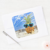 Sticker Carré ananas tropical avec lunettes de soleil (Enveloppe)