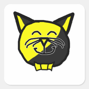 Sticker Carré Anarkitty avec les favoris blancs Anarchyball