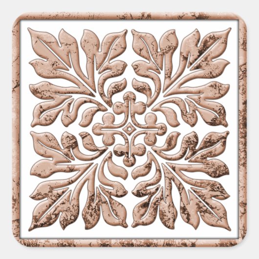 Sticker Carré Ancien cool de tuiles anglais estampillé brun (Devant)