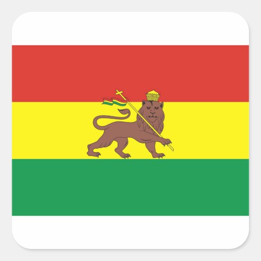 Sticker Carré Ancien drapeau éthiopien avec Lion de Juda (Devant)