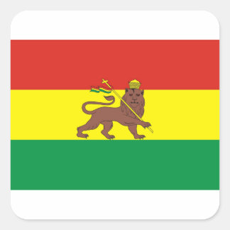 Sticker Carré Ancien drapeau éthiopien avec Lion de Juda