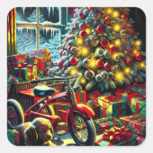 Sticker Carré Ancien matin de Noël Nostalgique (Devant)