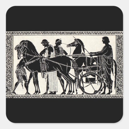 Sticker Carré anciens hommes et chevaux romains (Devant)