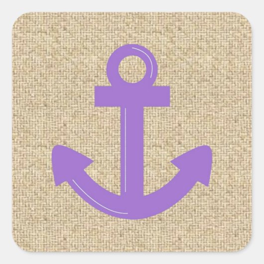 Sticker Carré Ancrage de bateau à burlap violet (Devant)