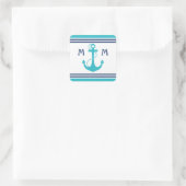Sticker Carré Ancre cardiaque marine turquoise (Sac)