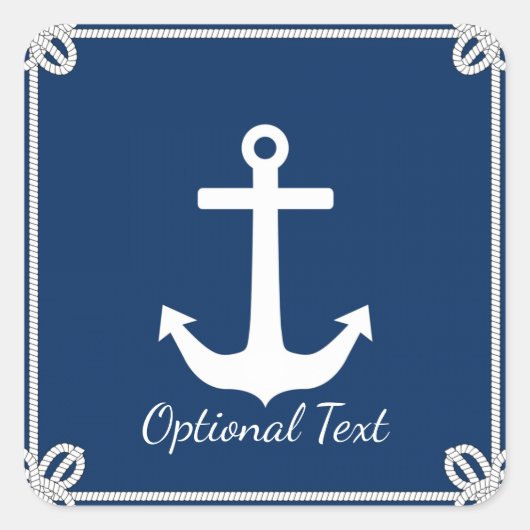 Sticker Carré Ancre en corde Frame Nautique (Devant)