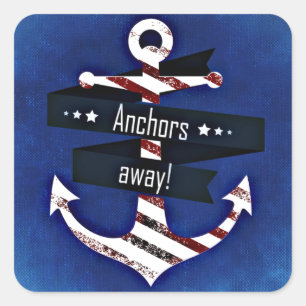 Sticker Carré Ancre marine Blue Nautical