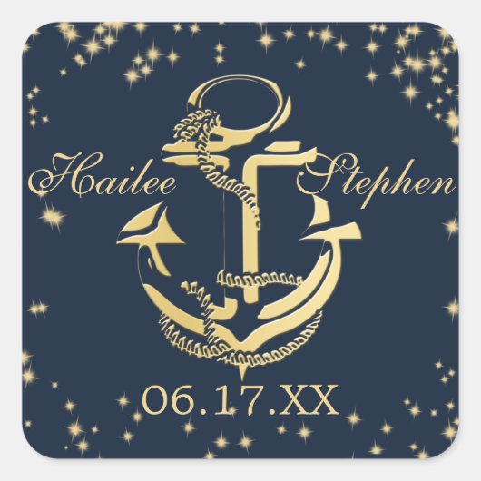 Sticker Carré Ancre nautique Starry Sky (Devant)