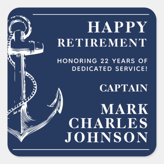 Sticker Carré Ancre Retraite de la Marine (Devant)