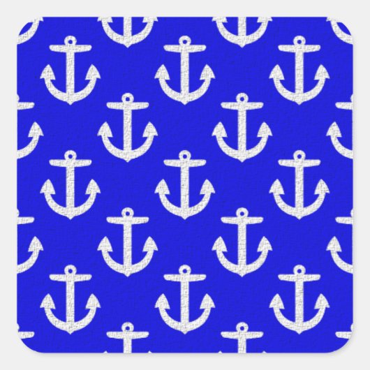 Sticker Carré Ancres blanches sur Arrière - plan bleu (Devant)