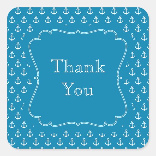 Sticker Carré Ancres nautiques bleu Aqua (Devant)