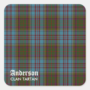 Sticker Carré Anderson Clan Family Tartan (avec nom)