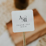 Sticker Carré ANDREA Minimaliste unique moderne Merci Mariage<br><div class="desc">Ces autocollants minimalistes mariages modernes vous remercient de la Collection Andrea sont parfaits pour une réception de mariage moderne. Le design classique et élégant est doté d'un monogramme élégant et audacieux en noir et blanc avec une atmosphère industrielle unique. Personnalisez le étiquette autocollant votre date mariage. Ces autocollants peuvent être...</div>