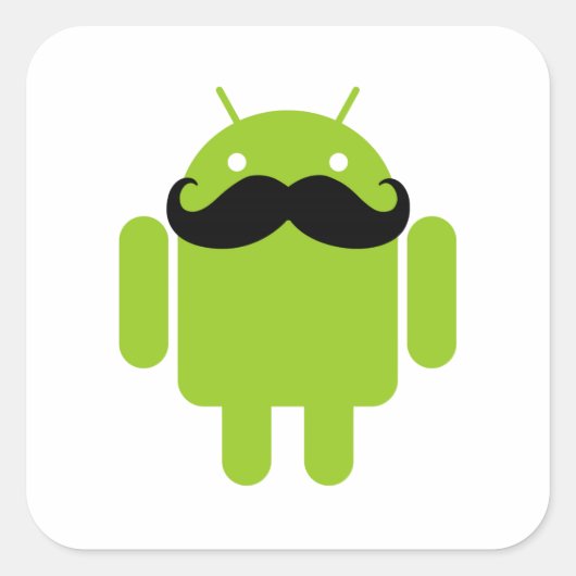 Sticker Carré Android Robot Black Mustache Graphisme (Devant)