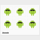 Sticker Carré Android Robot Black Mustache Graphisme (Feuille)