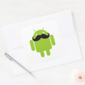 Sticker Carré Android Robot Black Mustache Graphisme (Enveloppe)