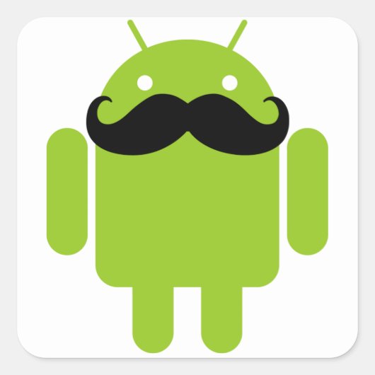 Sticker Carré Android Robot Moustache (Devant)
