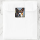 Sticker Carré Andy The Australian Blue Heeler, (Sac)