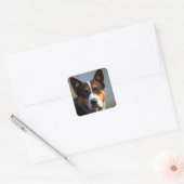 Sticker Carré Andy The Australian Blue Heeler, (Enveloppe)