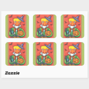 Sticker Carré ANDY THE CANDY CORN MAN, CHAT NOIR & JACK Coloré