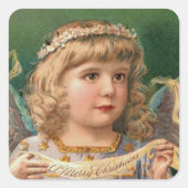 Sticker Carré Ange blonde avec bannière de Noël (Devant)