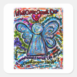 Sticker Carré Ange coloré Ce que le cancer ne peut pas faire Sti