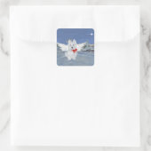 Sticker Carré ange de Noël Westie (Sac)