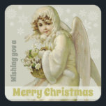 Sticker Carré Ange d'hiver victorien CC0956 Vintage Christmas<br><div class="desc">sticker de Noël avec un ange-enfant en fourrure pour l'hiver et portant un panier de fleurs. Pour tous ceux qui désirent la chaleur et la convivialité de ce petit ange de Noël. Ajoutez par exemple à vos mailings de vacances. Personnalisez l'autocollant simplement en tapant sur les exemples de textes.</div>
