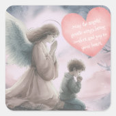 Sticker Carré Ange gardien et enfant priant ensemble (Devant)