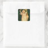 Sticker Carré Ange sonnant Noël Vintage (Sac)