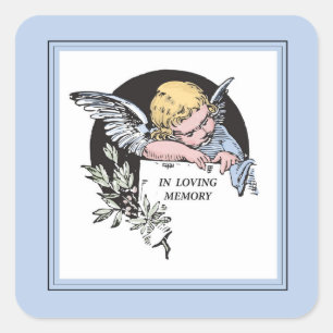Sticker Carré Ange Vintage En Souvenir Affectueux, Souvenir sur 