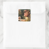 Sticker Carré Angel avec une Armful of Christmas Greenery (Sac)