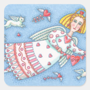 Sticker Carré ANGEL DE FOLLE DU COEUR Feuille D'ÉTIQUETTE
