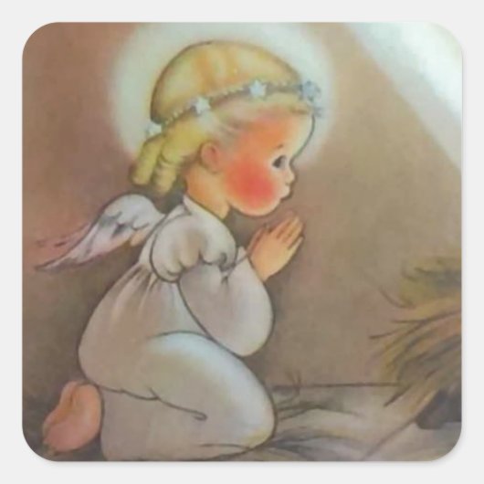 Sticker Carré Angel de prière vintage (Devant)
