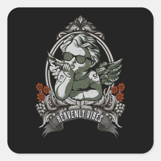 Sticker Carré Angel Dreamy Heaveny Vibes Cool tatouage Art (Devant)