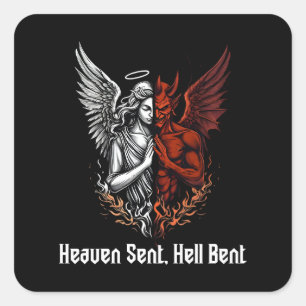 Sticker Carré Angel et diable demi-ciel envoyé Enfer Bent