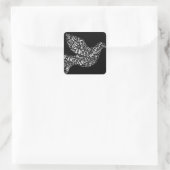 Sticker Carré Angel Love Dove, Blanc sur Noir (Sac)