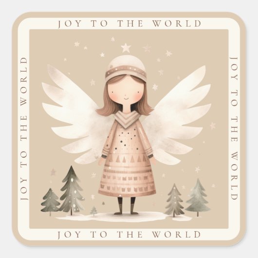 Sticker Carré Angel rustique beige (Devant)