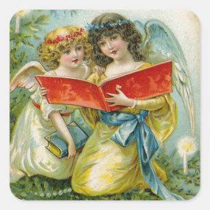 Sticker Carré Anges de Noël Vintage