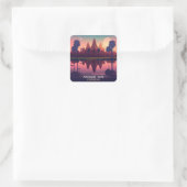 Sticker Carré Angkor Wat Sunrise Cambodge Siem Reap Retro (Sac)
