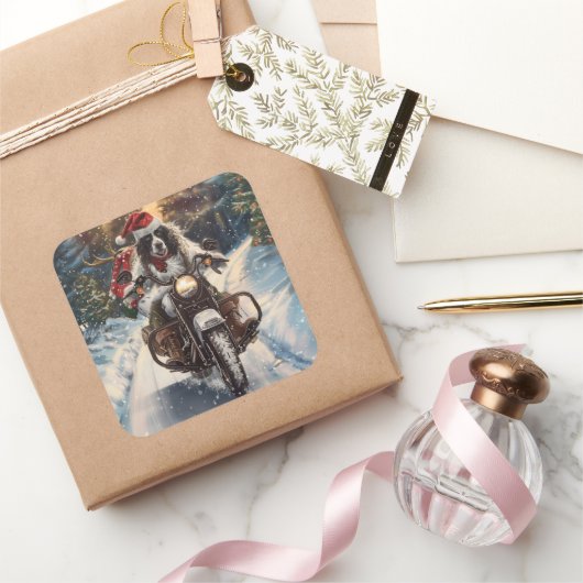 Sticker Carré Anglais Setter Chien équitation Moto Noël (Cadeaux)