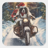 Sticker Carré Anglais Setter Chien équitation Moto Noël (Devant)