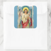 Sticker Carré Angle avec ruban rose (Sac)