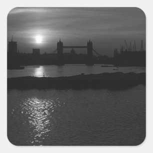Sticker Carré Angleterre London sunset Tower Bridge 1970