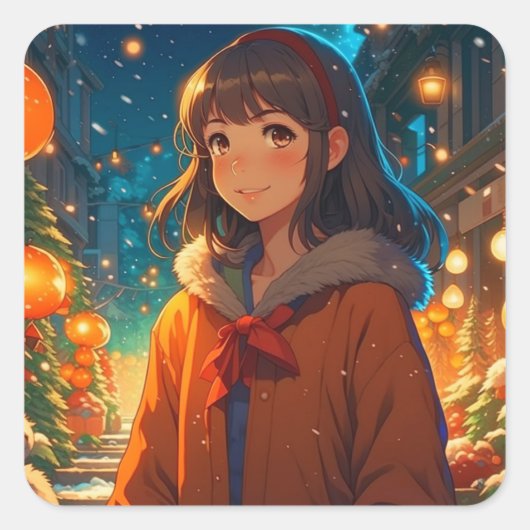 Sticker Carré Ani-incroyable jeu d'animations de Noël (Devant)