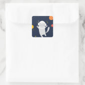 Sticker Carré Animal Astronaut Chat Avec Casque Spatial Clipart  (Sac)